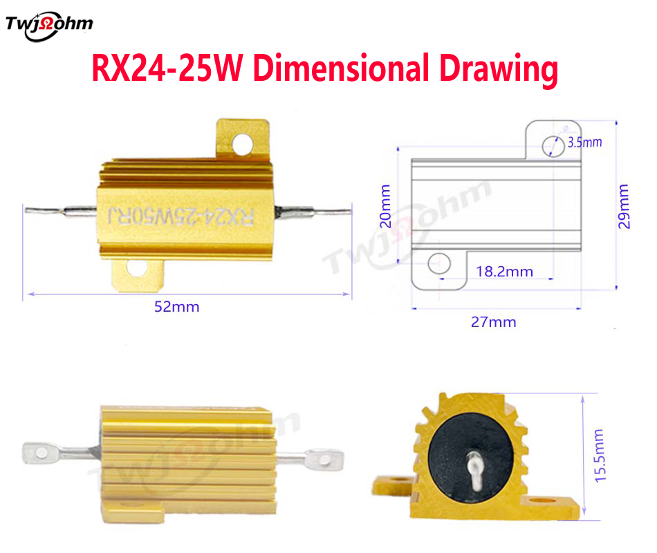 RX24-25W highpower gold aluminum shell resistor current limiting winding resistor